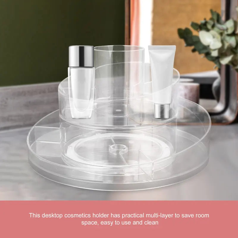 Rotatable Makeup Organizer - Multi-Layer Transparent Cosmetic Holder for Lipstick and Beauty Products