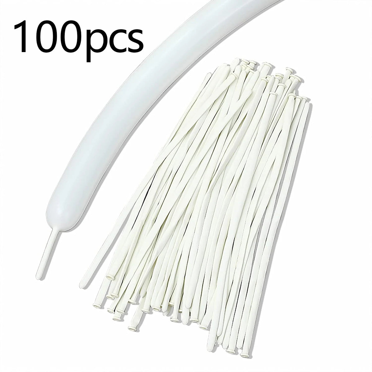 White Matte Long Latex Balloons for Wedding Birthday Party Decorations - 60/100 Pieces