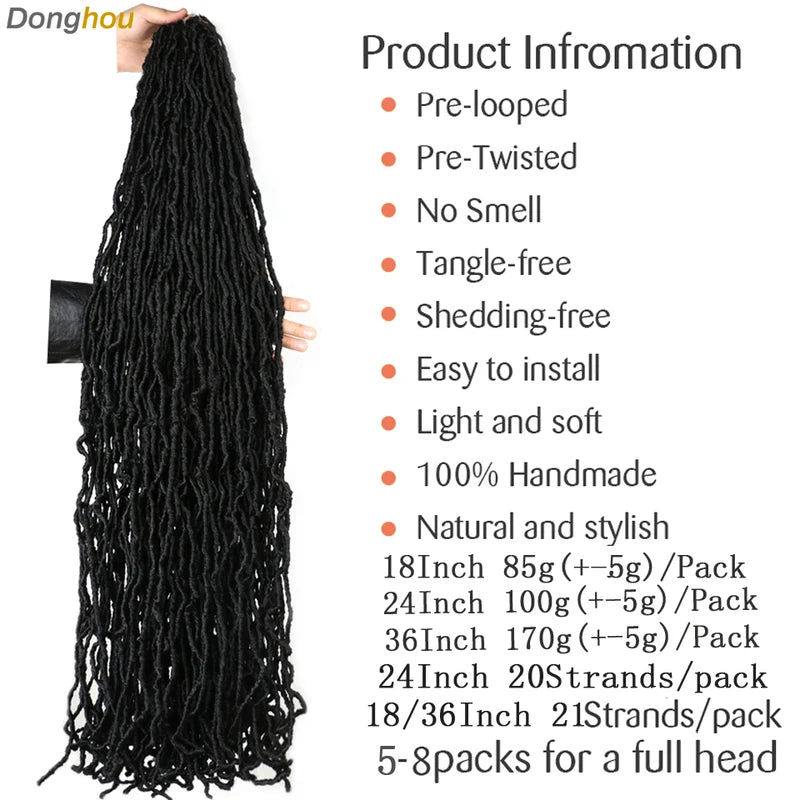 Long Faux Locks Crochet Braids Hair Extensions - Soft Synthetic Locs for Women