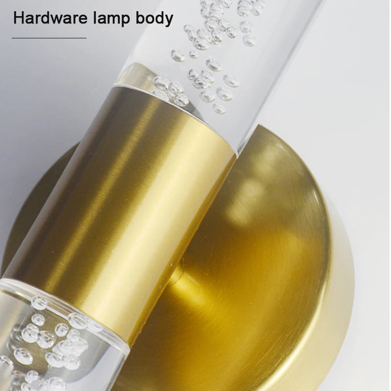 Modern Wall Lamp for Living Room & Bedroom - Nordic Style LED Wall Light with Copper & Acrylic Shade