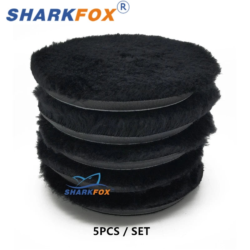 5 Pieces Wool Polishing Pads for Car Waxing and Buffing 5/6 Inch Set