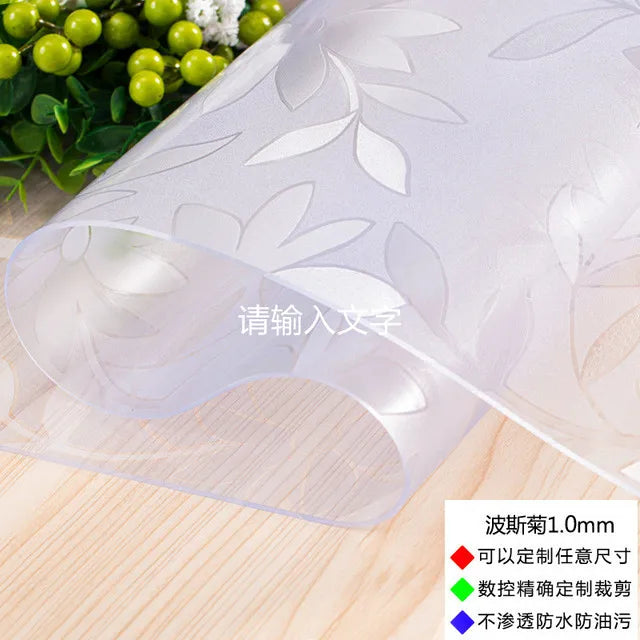 Transparent PVC Table Cover 2mm Thick Glass Cloth for Dining & Living Room