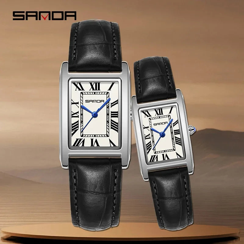Luxury Square Dial Quartz Watch for Men Women Waterproof Sports Casual Accessory