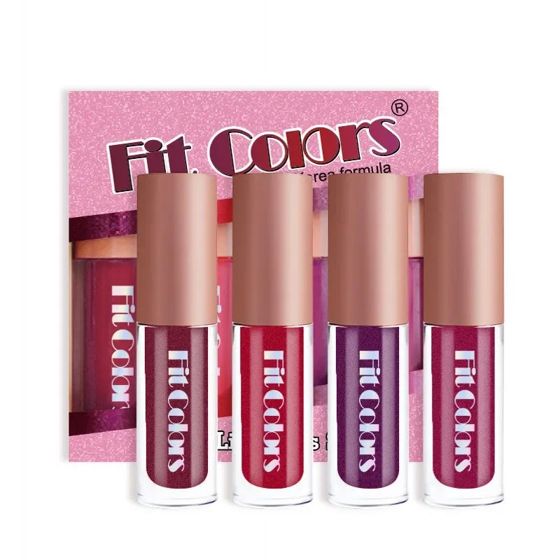 Lip Gloss Set - Metallic No-Stick Pearly Glitter Matte Lip Liquid Kit 4Pcs
