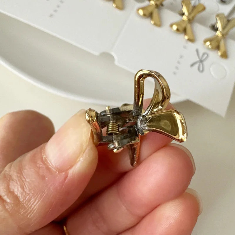 6Pcs Women's Gold Bow Hairpins Set - Mini Hair Accessories for Girls