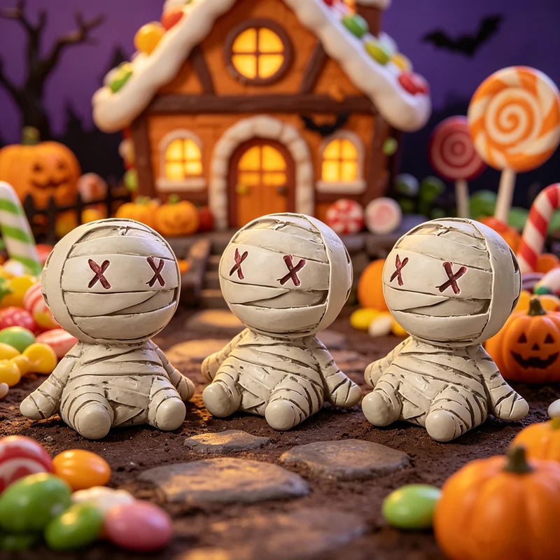 Gothic Halloween Mummy Resin Figurines - 20 Pack Desk & Party Decor