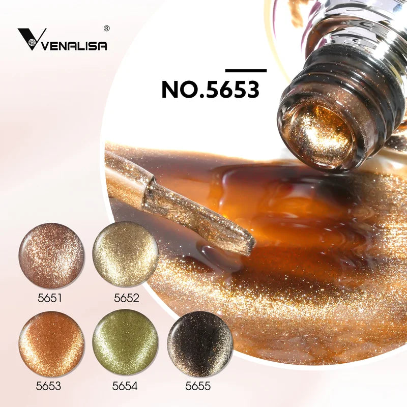 Nail Gel Polish Kit with Soft Round Brush - HEMA & TPO Free, Long-Lasting Sparkle Cat Eye Colors
