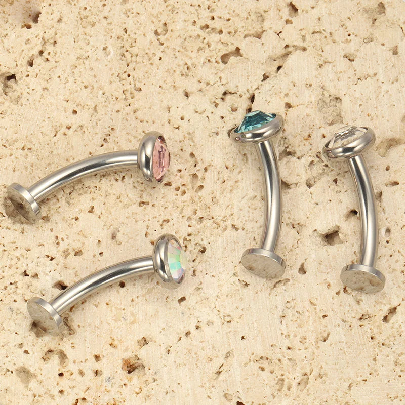 14G Titanium Belly Button Ring with Crystal Navel Piercing - Body Jewelry for Men Women