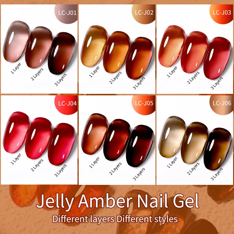 7ml Jelly Amber Gel Nail Polish - Translucent Color UV Gel for Nail Art