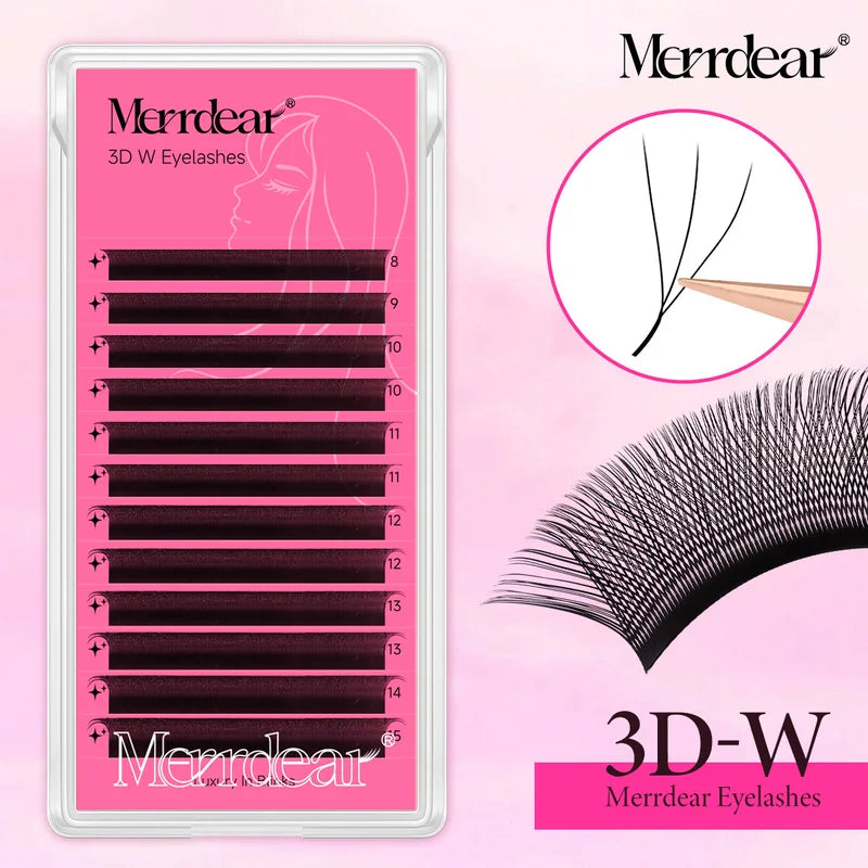 Premade W-Shape Eyelash Extensions 3D-6D Natural Soft Bloom Effect for Eye Makeup