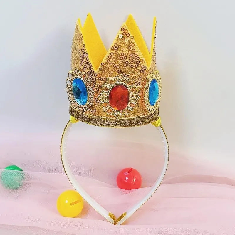 Peach Princess Crown Headband for Cosplay Halloween Party Girls Role Play Accessories