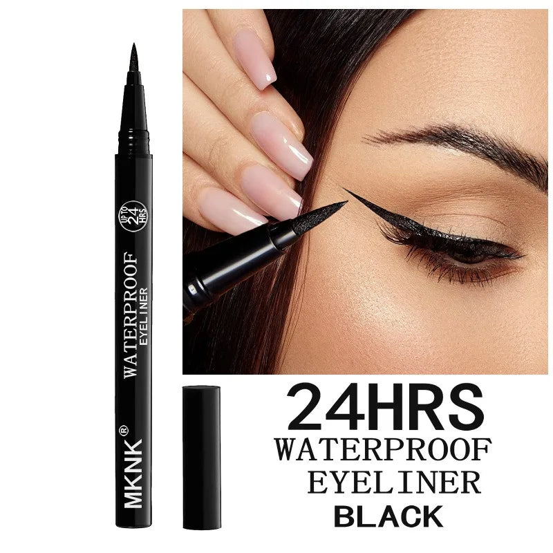 Waterproof Black Eyeliner Pencils - Smudge-Proof & Long-Lasting, Beginner-Friendly Makeup Set