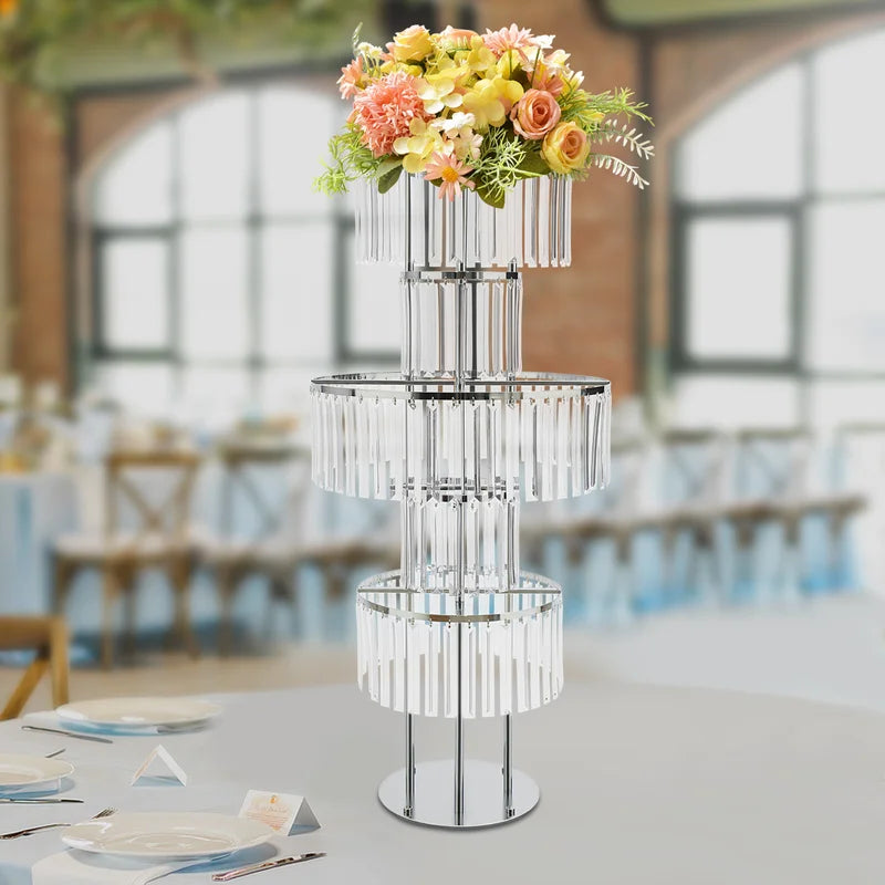 5-Tier Wedding Centerpiece Flower Stand with Acrylic Hanging Vases - Gold/Silver/Red/Light Grey/YELLOW