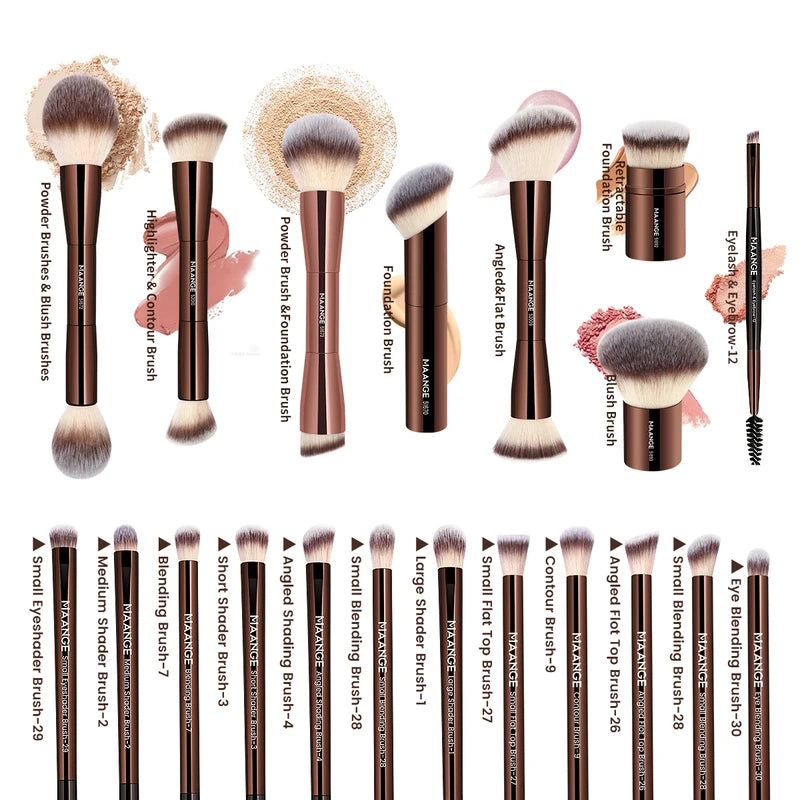 20-Piece Makeup Brush Set with Double-Ended Foundation Concealer Blush Eye Shadow Tools
