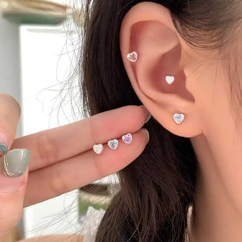 Sterling Silver Love Earrings for Women, Small Charm Jewelry - Birthday Gift