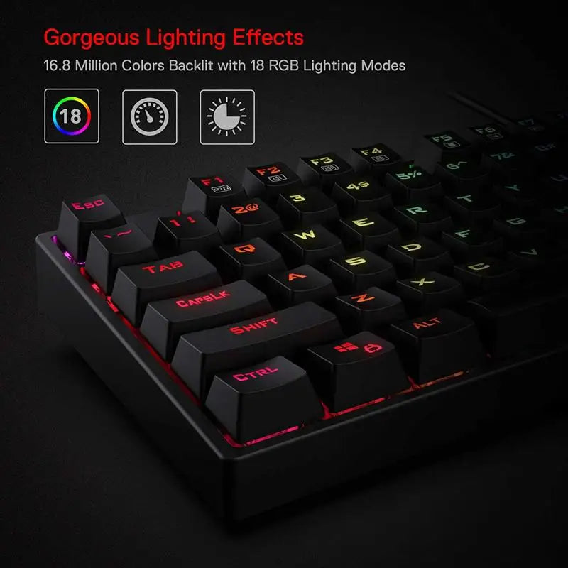 Mechanical Gaming Keyboard with RGB Backlight, 104 Keys, Red Switches