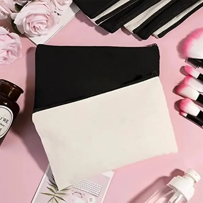 DIY Canvas Zipper Pouch Bags Pack for Customization - School, Makeup, Craft