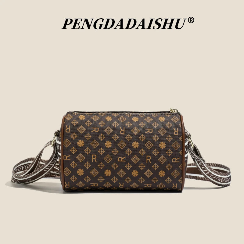 Women's Alphabet Print Shoulder Bag Retro Crossbody Trendy Handbag