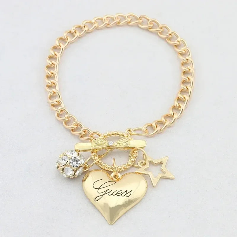Love Heart Charm Bracelets for Women Gold Silver Jewelry Gift