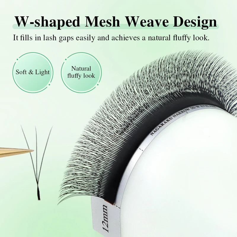 False Eyelash Extensions W-Shape 3D Premade Volume Fans for Lash Artists
