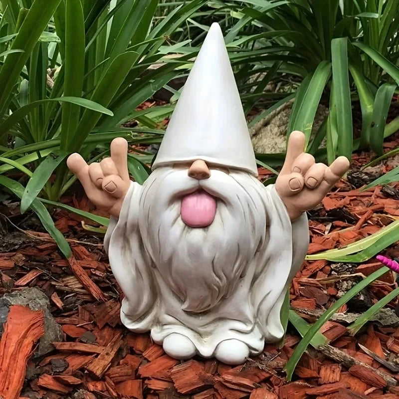 Outdoor Rocking Chair Gnome Garden Statue Parody Resin Decor