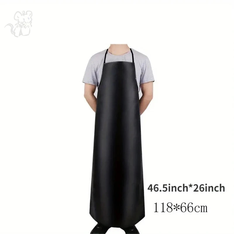 Heavy Duty Waterproof PU Leather Work Apron for Kitchen, Butchery & Workshop