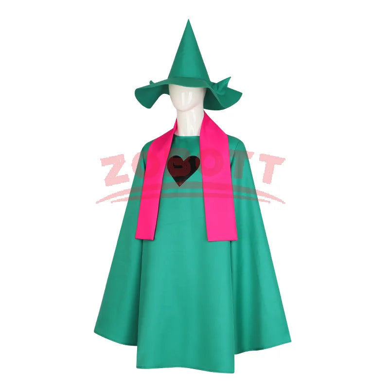 Undertale Ralsei Cosplay Hoodie Cape Costume with Hat and Scarf - Halloween Outfit