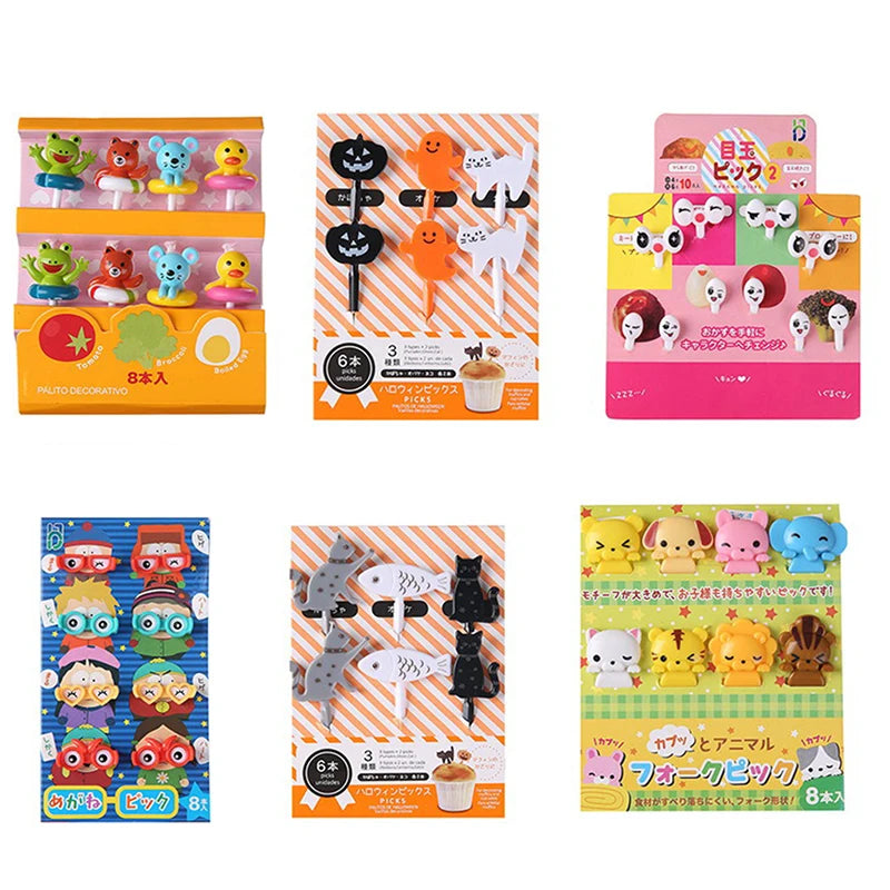 Kids Fruit Fork Set - Reusable Plastic Bento Picks for Lunch & Snacks