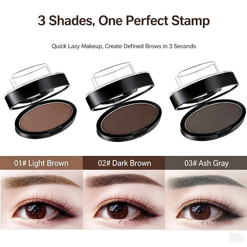 Eyebrow Powder Stamp Kit - Waterproof Natural Brow Makeup Palette with Stamp Applicator