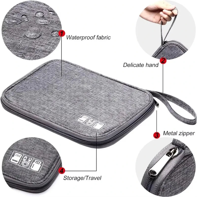 Waterproof Cable Organizer Bag for USB Chargers & Accessories