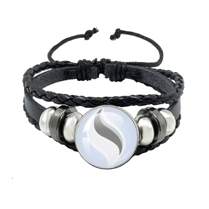Anime Mega Stone Poke Snap Leather Bracelet with Glass Cabochon Adjustable Jewelry for Women Kids Gift