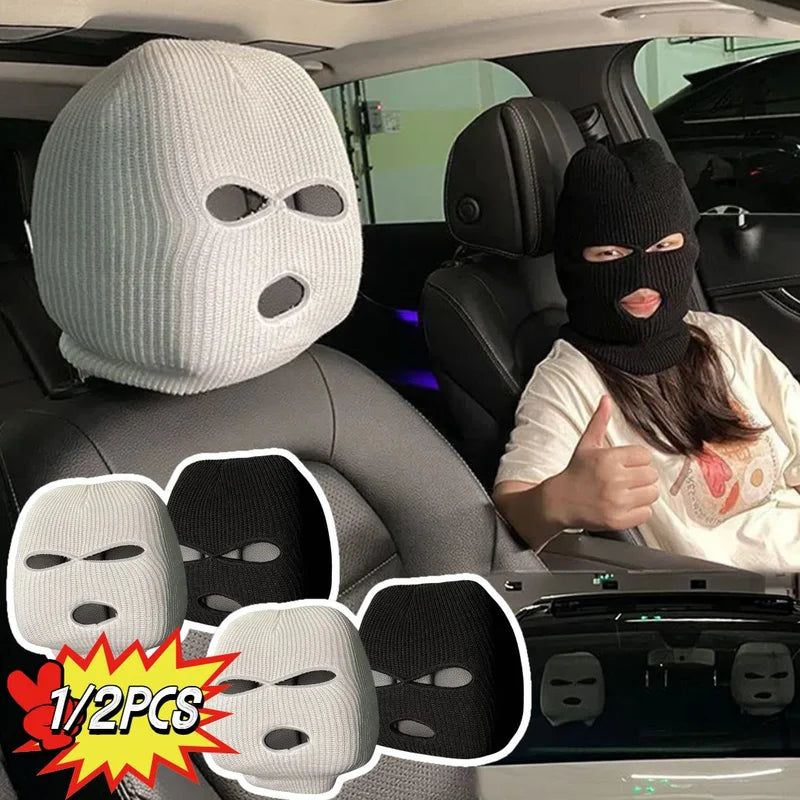 Full Cover 3-Hole Car Seat Headrest Cover Halloween Christmas Funny Decor