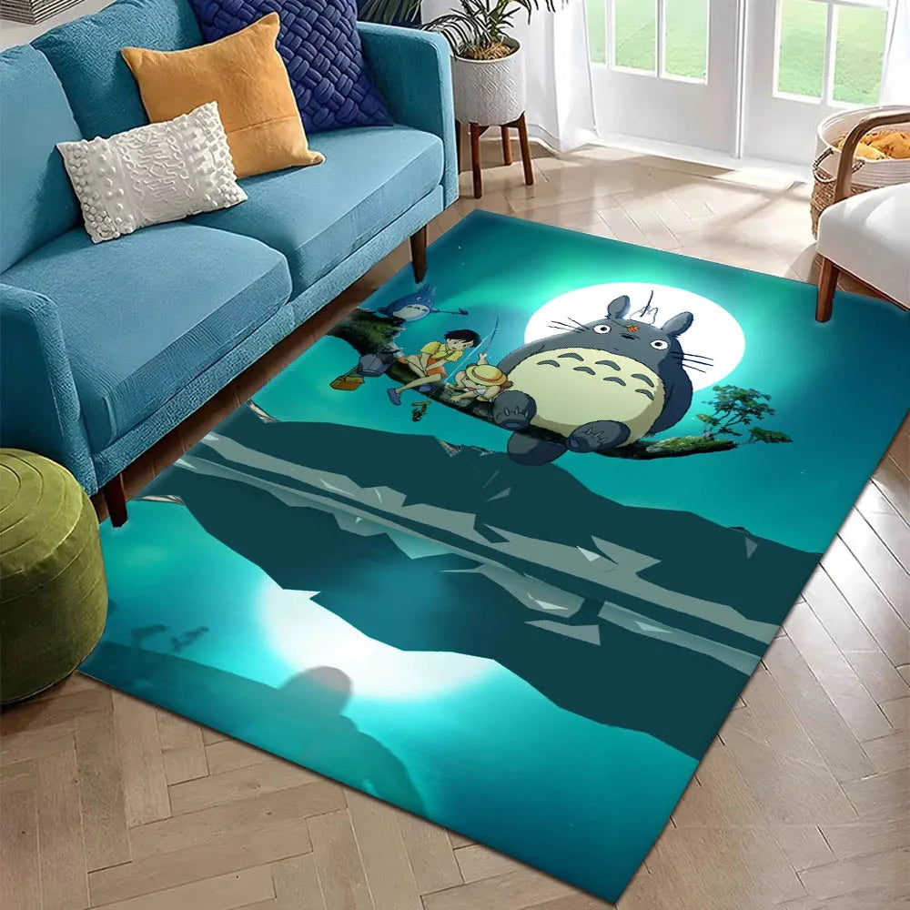 3D T-Totoro Anime Carpet Rug for Living Room Bedroom Decor Non-Slip Floor Mat