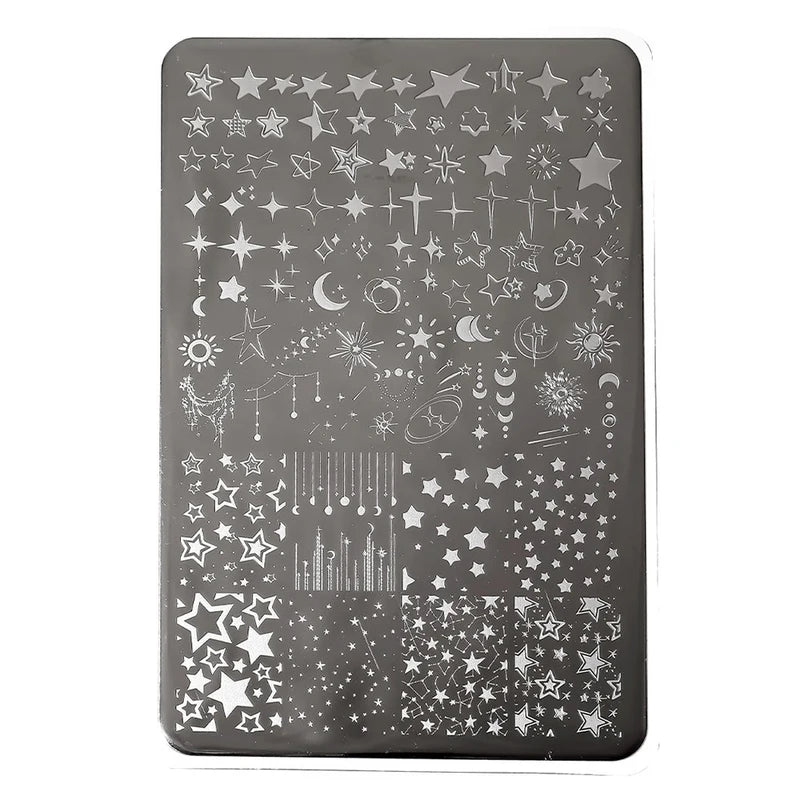 Moon & Star Nail Art Stamping Plates 14.5x9.5 cm for DIY Manicure & Nail Design