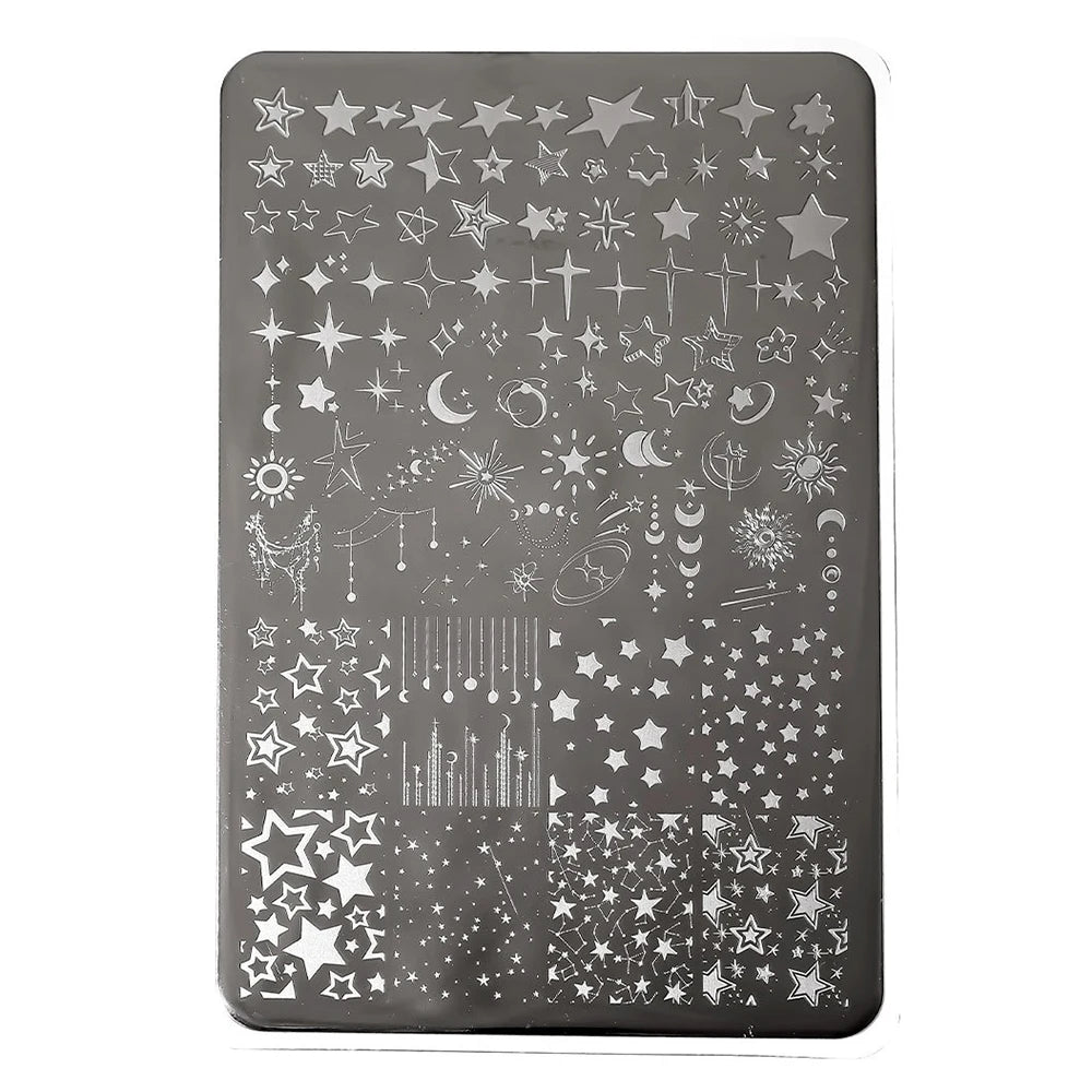 Moon & Star Nail Art Stamping Plates 14.5x9.5 cm for DIY Manicure & Nail Design