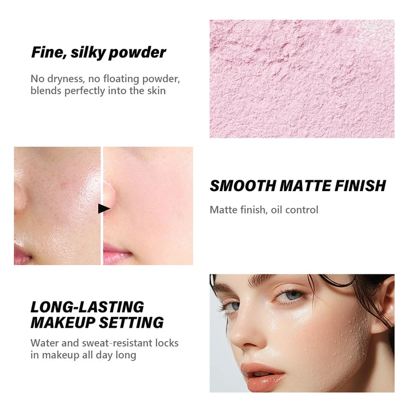 Long Lasting Oil Control Loose Face Powder - Matte Waterproof Setting Makeup
