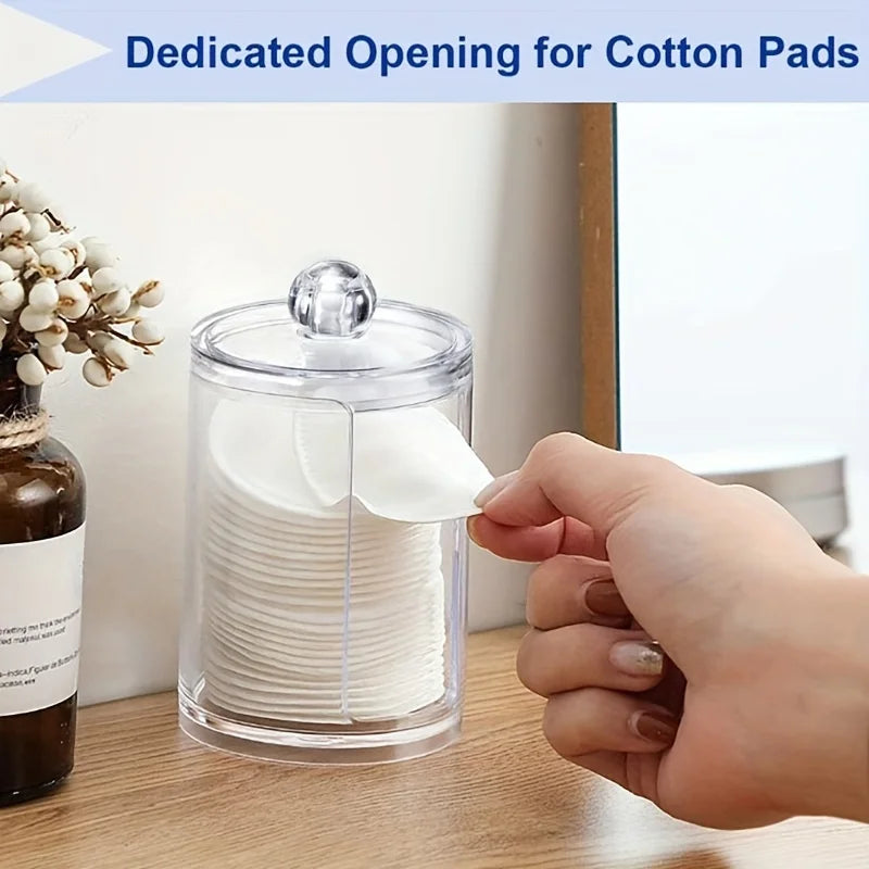 Clear Acrylic Makeup Organizer with Cotton Pad Holder - Multiple Colors