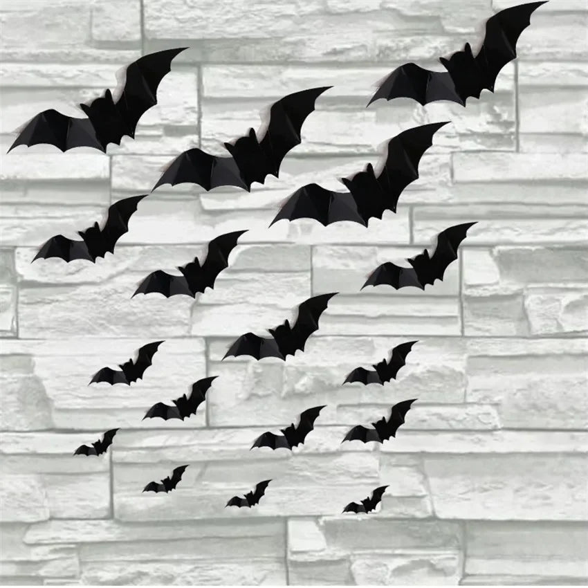 Halloween 3D Bat Wall Stickers - Removable Creepy Decor for Party & Home