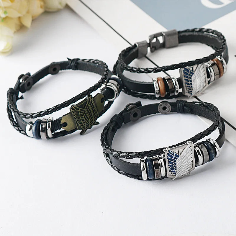 Attack on Titan Investigation Corps Logo Leather Bracelet - Unisex Handpiece