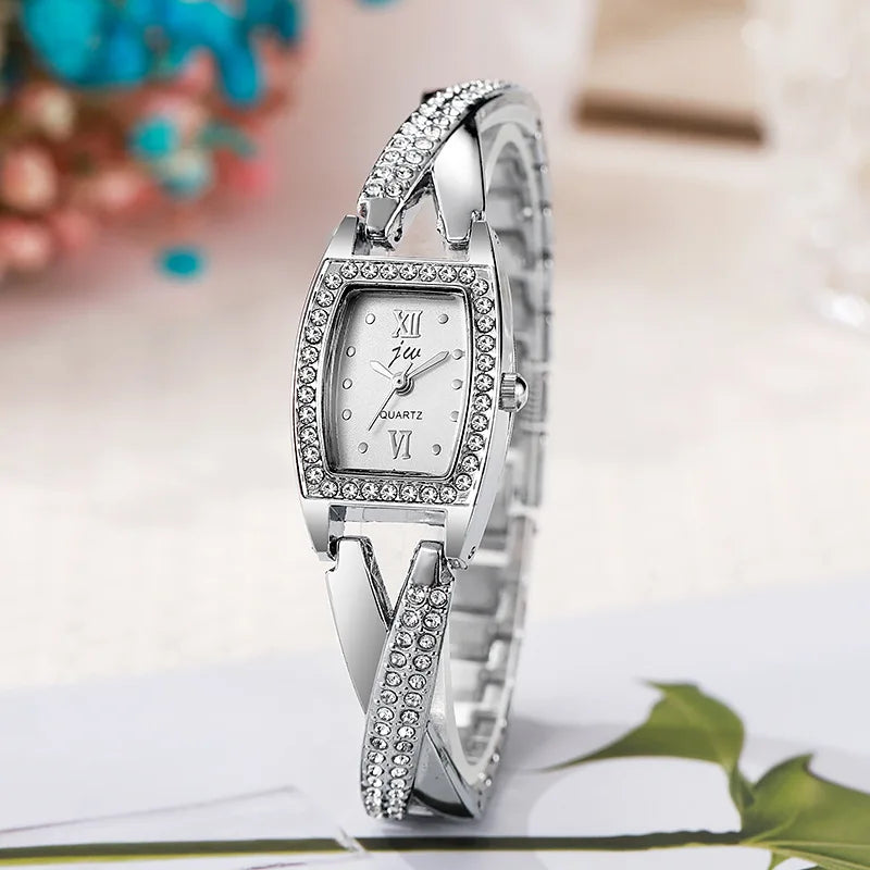 Luxury Women's Quartz Bracelet Watch with Diamond Accents - Multiple Colors