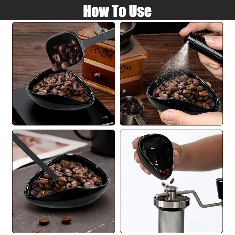 Coffee Bean Dosing Cup and Spoon Set - Ceramic Espresso & Tea Accessories