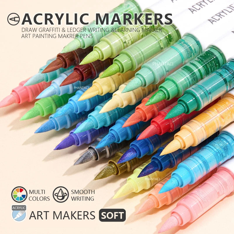 Set of 9 Color Acrylic Paint Markers for Art, Drawing & DIY Crafts