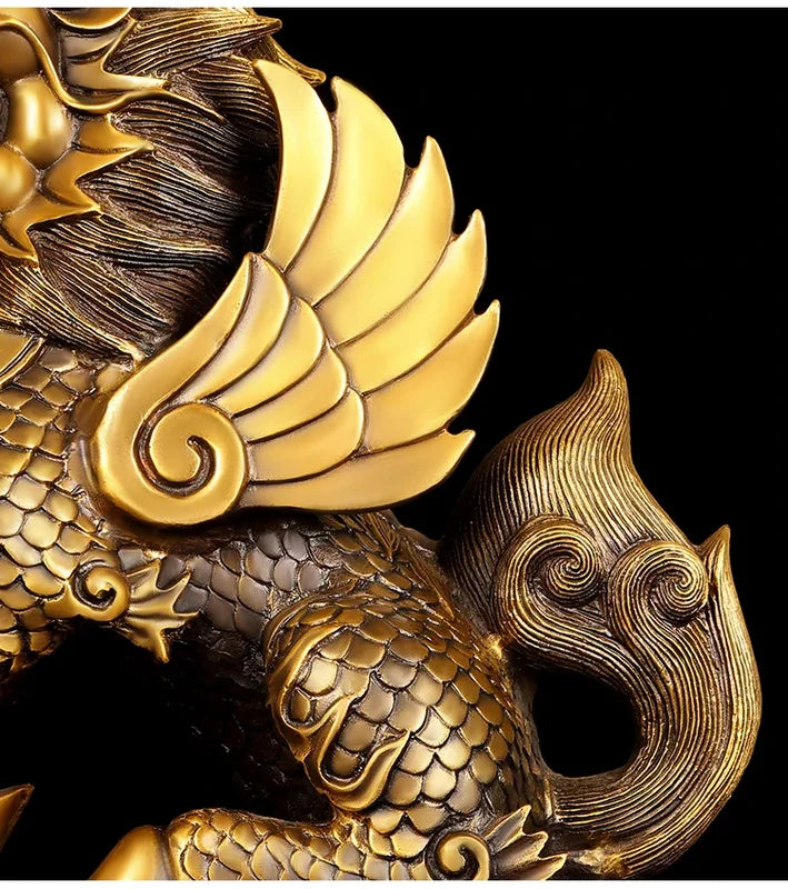 Feng Shui Copper Unicorn Ornament with Yuanbao for Home Office Decor