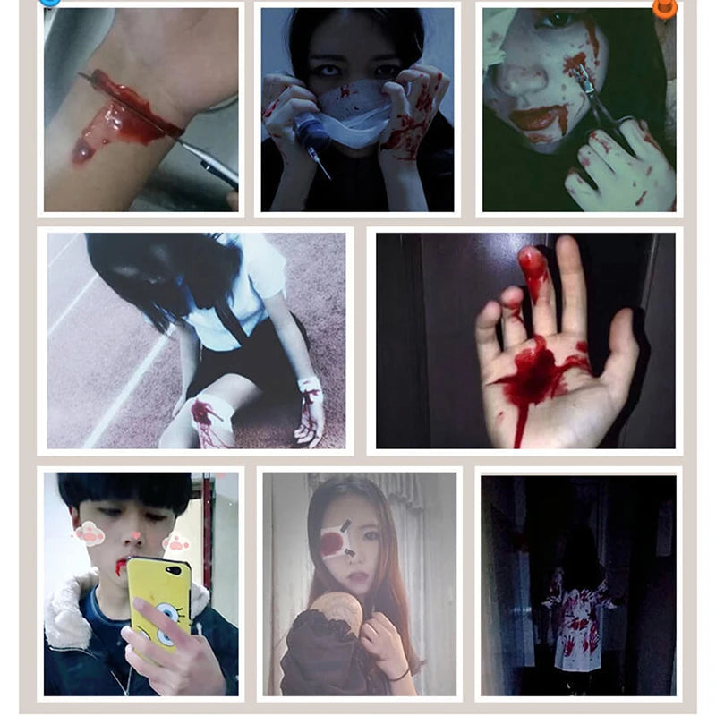 Fake Blood Kit 5ml for Halloween & Themed Parties, Realistic Injury Effects