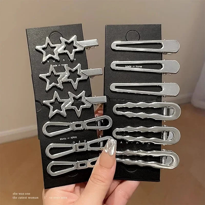 3Pcs Geometric Metal Hairpins Set Non Slip Hair Clips for Women