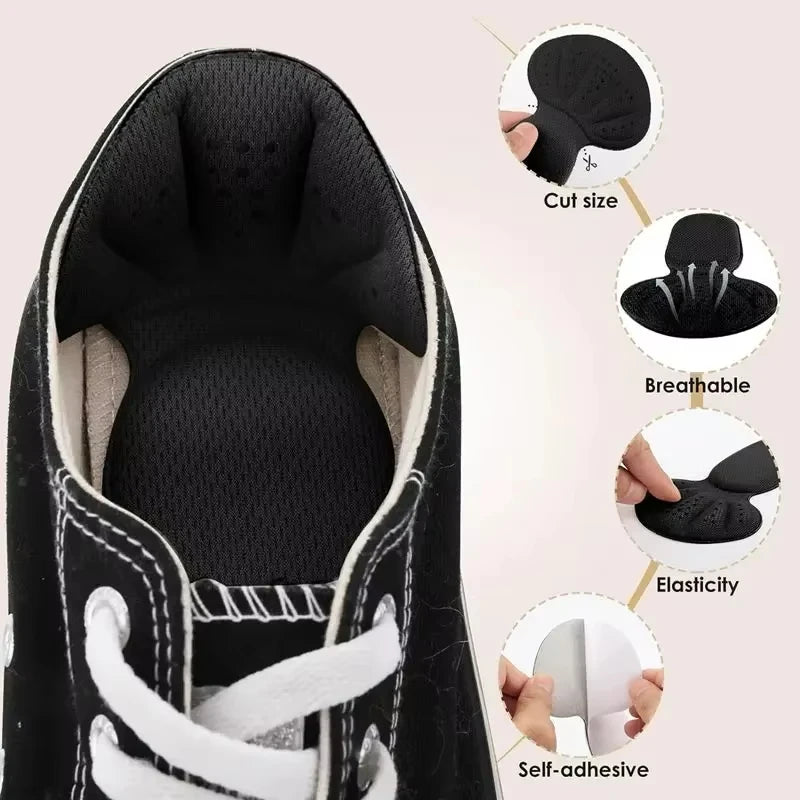 2-in-1 Heel Insole with Heel Protector for Shoes Too Big, Soft Mesh, Anti-Slip