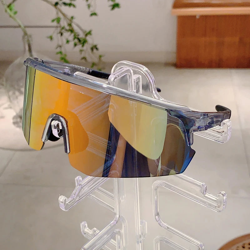 Semi-Rimless Sports Cycling Sunglasses Mirror Lens Men Women Outdoor Goggle