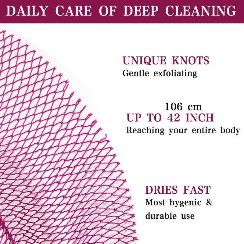 African Net Exfoliating Bath Sponge Deep Cleaning Body Scrubber - Pink, Green, Blue