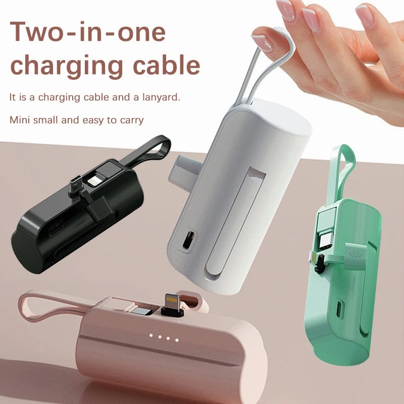 10,000mAh Mini Wireless Power Bank with Fast Charging & Embedded Cable