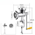 Manual Meat Grinder Stainless Steel Hand Crank Food Processor for Meat & Vegetables